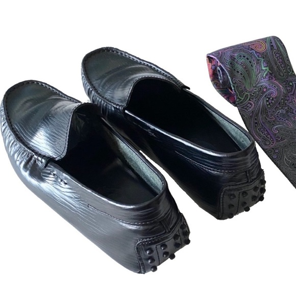 Tod's ✦ Gommino Driving Shoes Slip On Loafer ✦ Black Textured Leather ✦ UK9 US10 - Picture 15 of 16